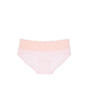 Трусики Hiphugger Cotton Multicolor stripes з мереживом