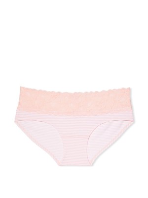 Трусики Hiphugger Cotton Multicolor stripes с кружевом 