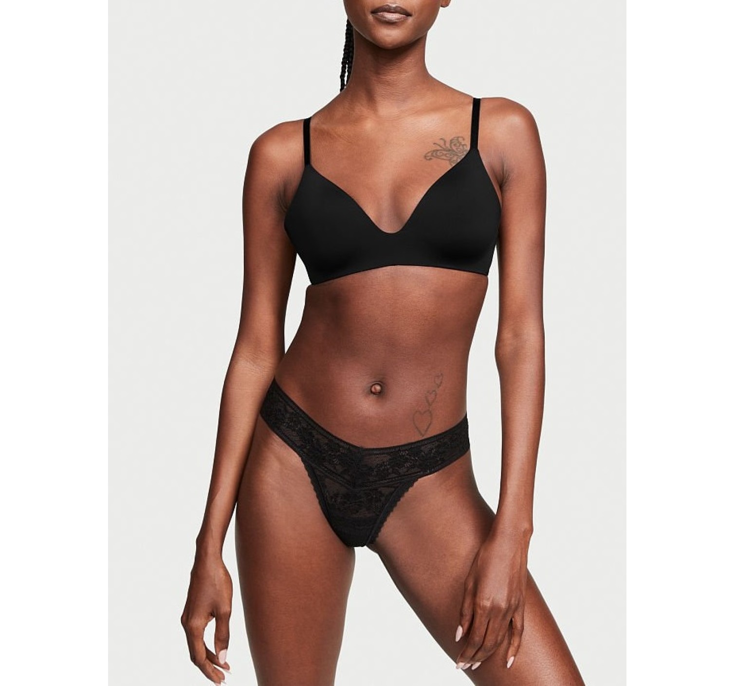 Трусики Lacie Floral Stripe Black Thong Panty