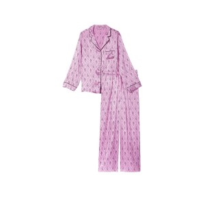 Пижама The Satin Long PJ Set Victoria’s Secret Pink Monogram