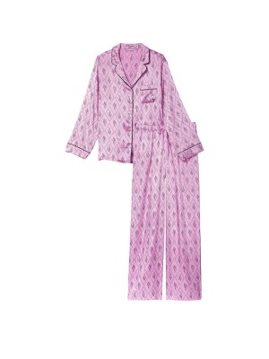 Пижама The Satin Long PJ Set Victoria’s Secret Pink Monogram