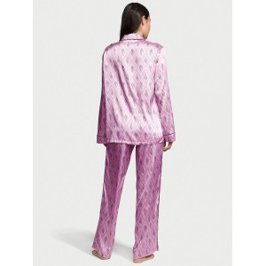 Пижама The Satin Long PJ Set Victoria’s Secret Pink Monogram