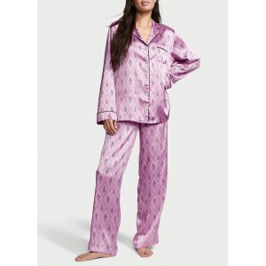Пижама The Satin Long PJ Set Victoria’s Secret Pink Monogram