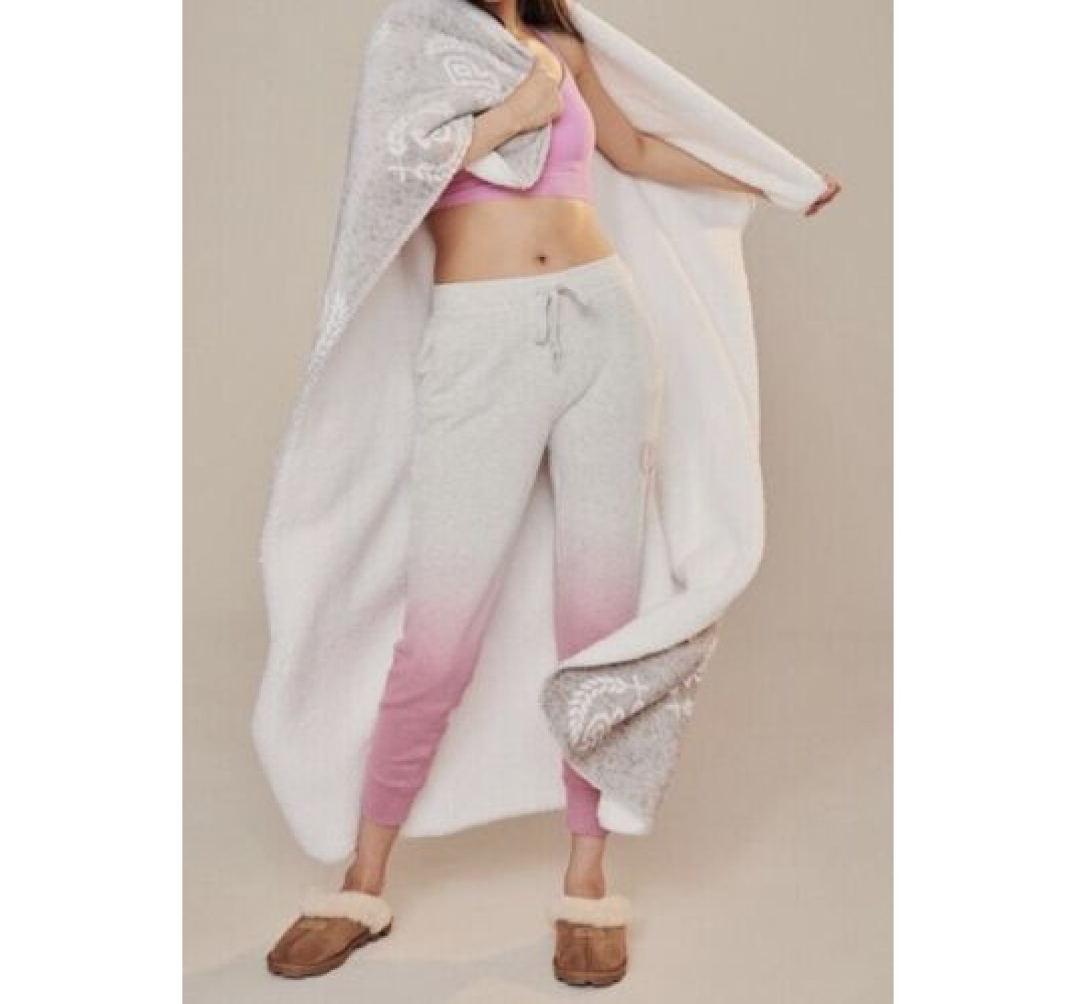Плед Plush Fleece Blanket Grey logo PINK