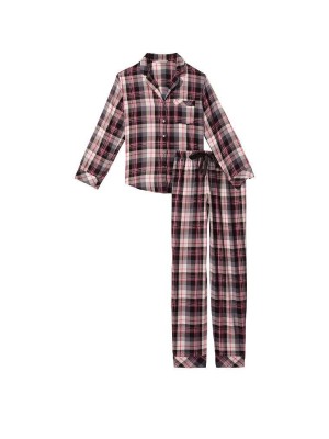 Пижама Victoria’s Secret Flannel Long PJ Set Pink plaid
