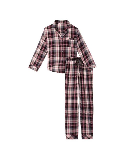 Піжама Victoria's Secret Flannel Long PJ Set Pink plaid