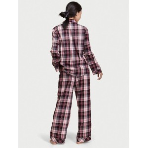 Пижама Victoria’s Secret Flannel Long PJ Set Pink plaid