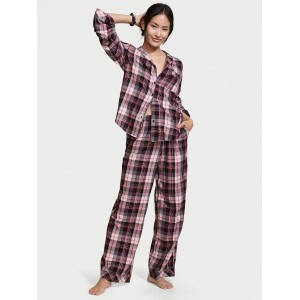 Пижама Victoria’s Secret Flannel Long PJ Set Pink plaid