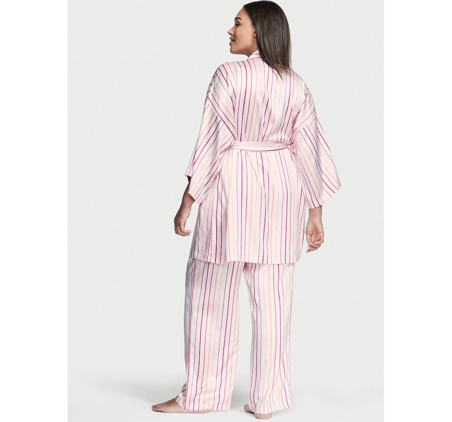 Атласная пижама с штанами 3-Piece PJ Set Pink logo Victoria’s Secret