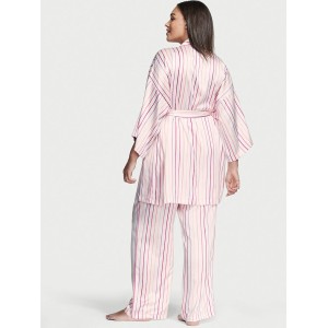 Атласная пижама с штанами 3-Piece PJ Set Pink logo Victoria’s Secret