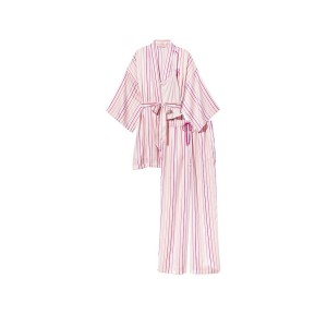 Атласная пижама с штанами 3-Piece PJ Set Pink logo Victoria’s Secret
