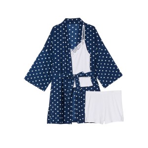 Піжама Cotton 3-PIECE PJ Set Blue white dot