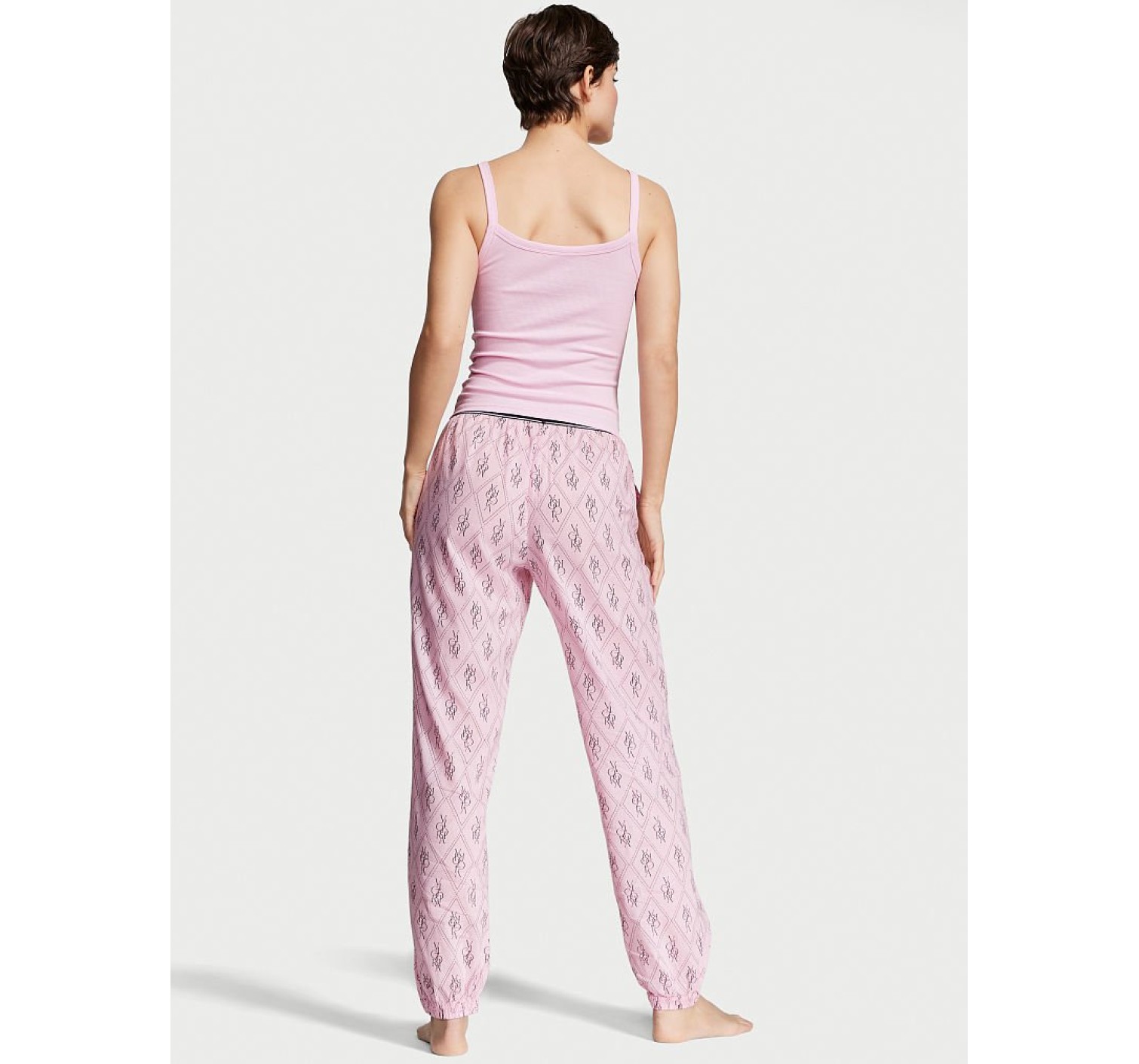 Пижама Cotton Tank Jogger Pajama Set Pink logo