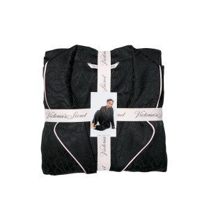 Сатиновая пижама Satin Long Pj set Black Logo Jacquard