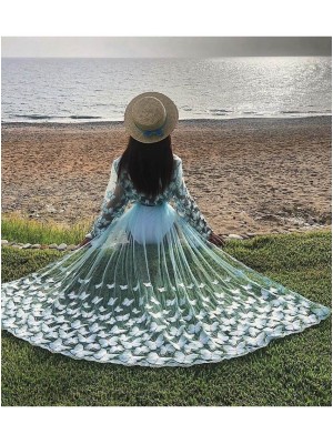 ТУНИКА C БАБОЧКАМИ - LA MAREE - LONG - BLUE - ONE SIZE(р)