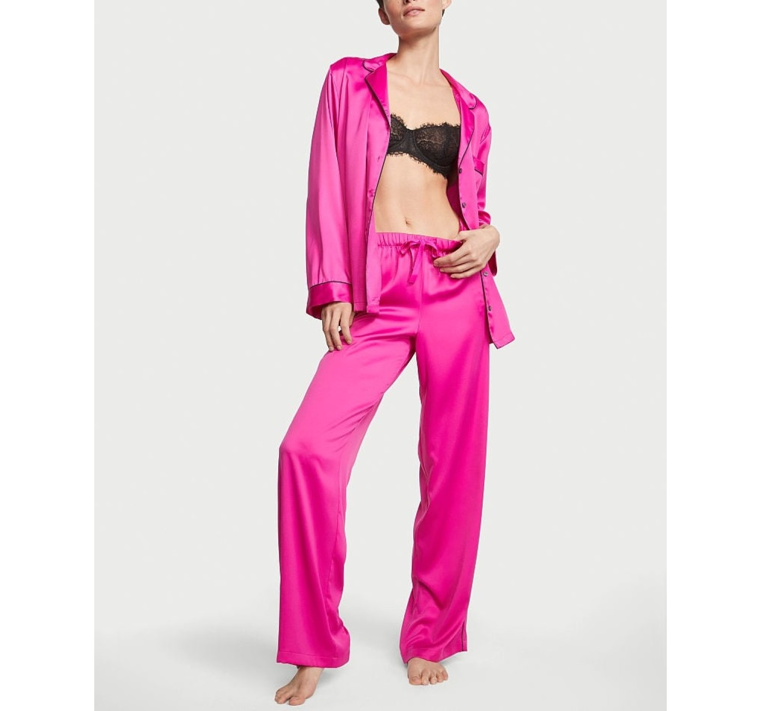 Пижама Satin Long Pajama Set Fuchsia Frenzy
