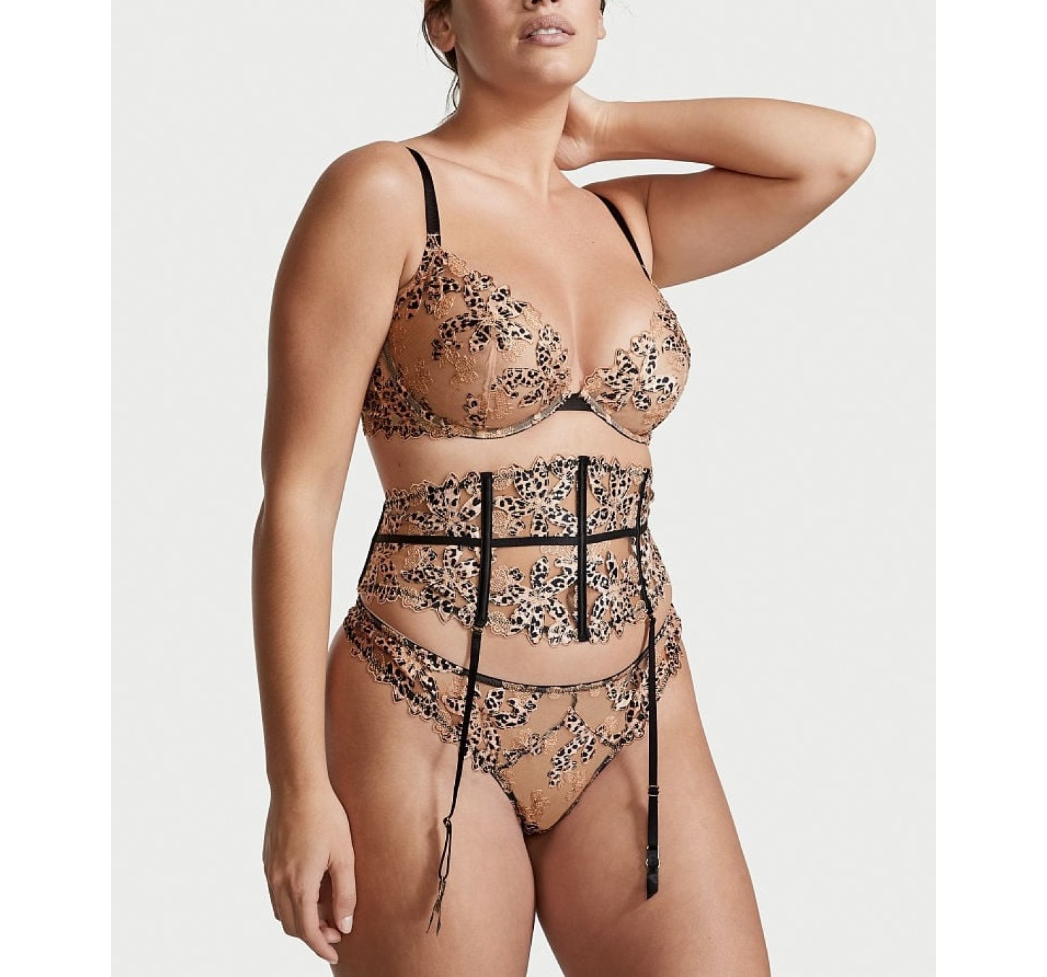 Пояс Floral Embroidered Waist Cincher Leopard