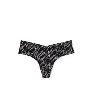 Трусики No-Show Thong Panty Black Victoria Script