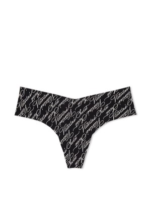 Трусики No-Show Thong Panty Black Victoria Script