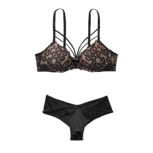 Комплект білизни Push-up Lace Black Strappy Set