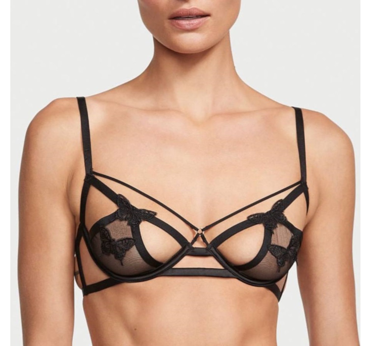  Комплект белья Very Sexy Butterfly Embroidery Open Cup Demi Bra Set