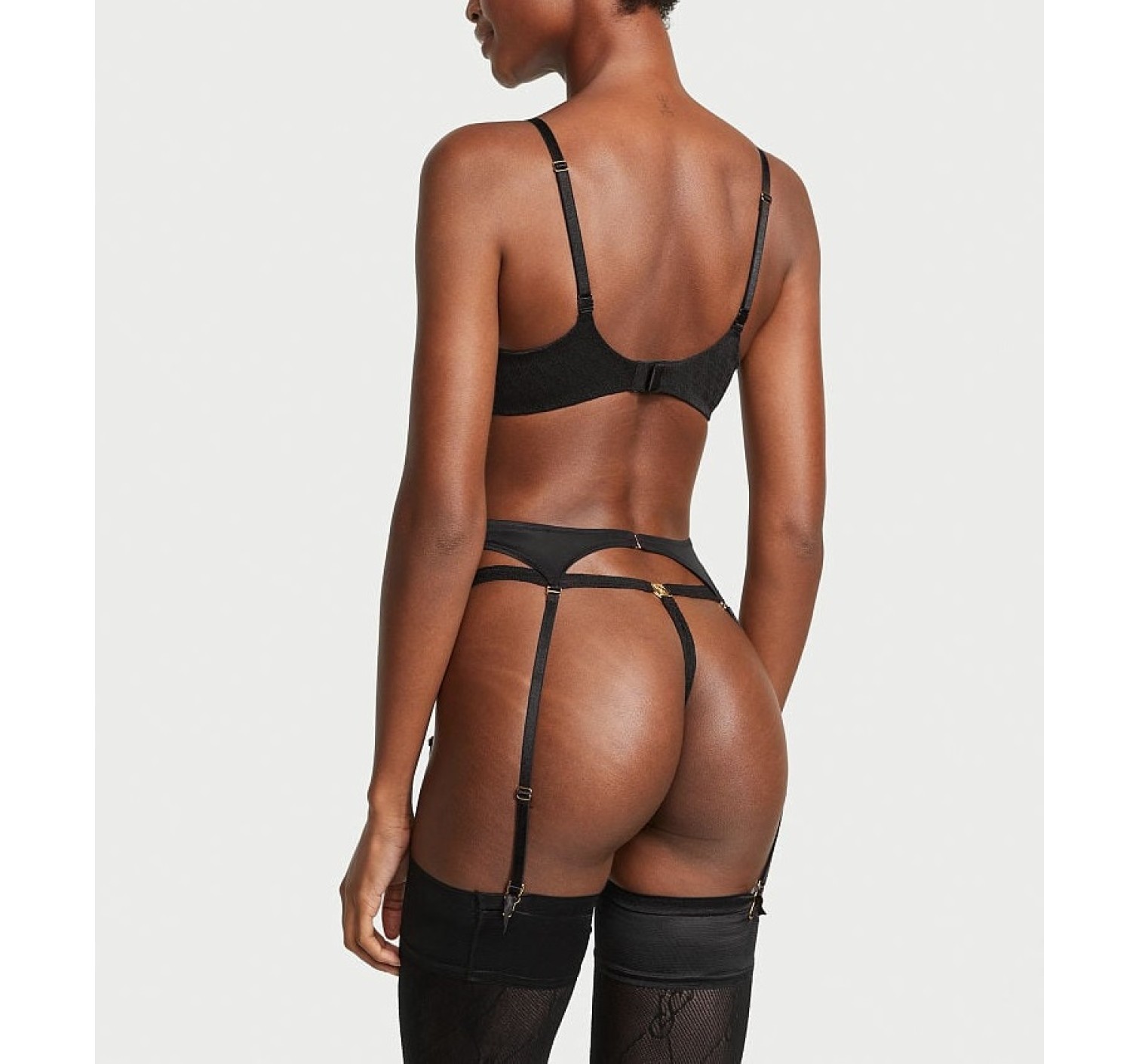 Комплект белья Logo Lace Open-Cup Demi Bra Garter Black Set