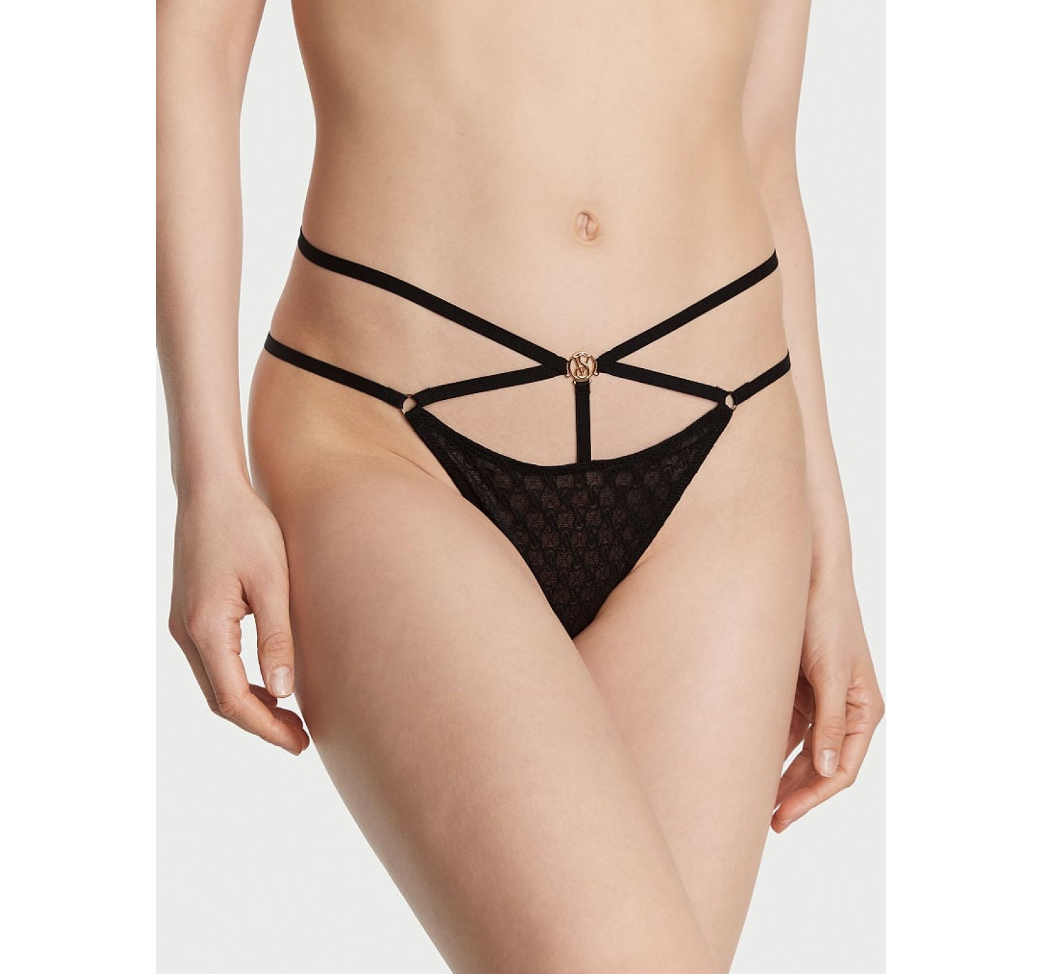 Трусики Icon by Victoria's Secret Lace Open Back Strappy Brazilian Panty