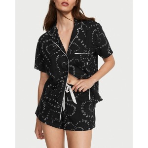Піжама Flannel Short Pajama Set Black Swirl Hearts
