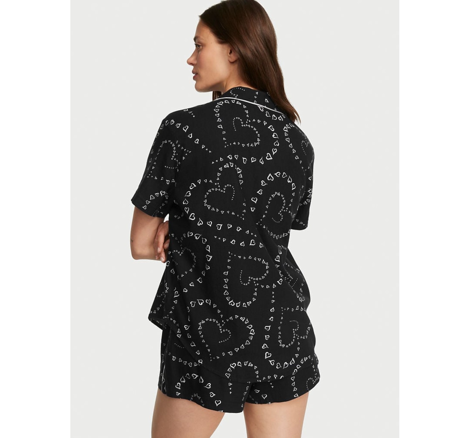 Піжама Flannel Short Pajama Set Black Swirl Hearts