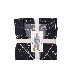Піжама Flannel Short Pajama Set Black Swirl Hearts