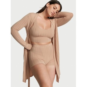 Пижама Виктория Сикрет Luxe Modal Ribbed 3-Piece Set Praline