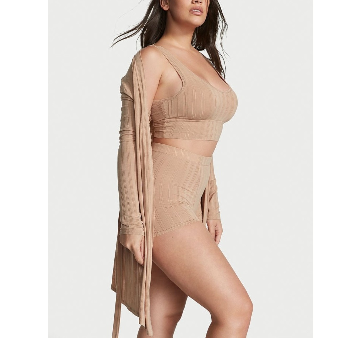 Пижама Виктория Сикрет Luxe Modal Ribbed 3-Piece Set Praline