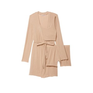 Пижама Виктория Сикрет Luxe Modal Ribbed 3-Piece Set Praline