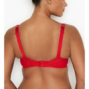 Комплект белья Unlined Lace Shine Strap 3-Piece Full Cup Demi Bra Set Lipstick