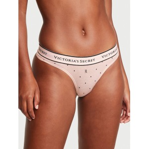 Трусики Cotton Logo Thong Panty Pink Logo Dot