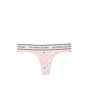 Трусики Cotton Logo Thong Panty Pink Logo Dot