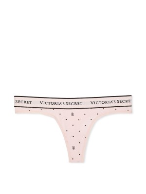 Трусики Cotton Logo Thong Panty Pink Logo Dot