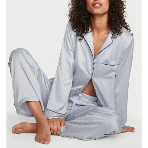 Пижама Satin Long Pajama Set Flint Gray Stars