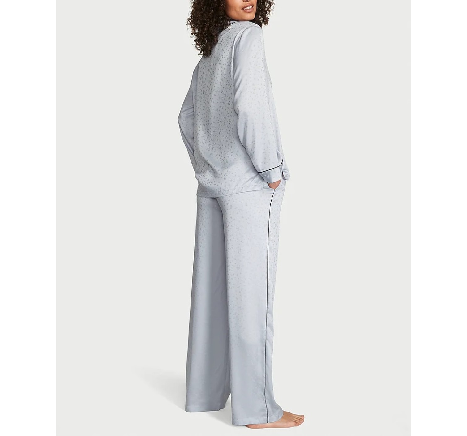 Пижама Satin Long Pajama Set Flint Gray Stars
