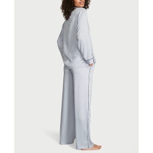 Пижама Satin Long Pajama Set Flint Gray Stars