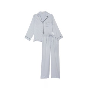 Пижама Satin Long Pajama Set Flint Gray Stars