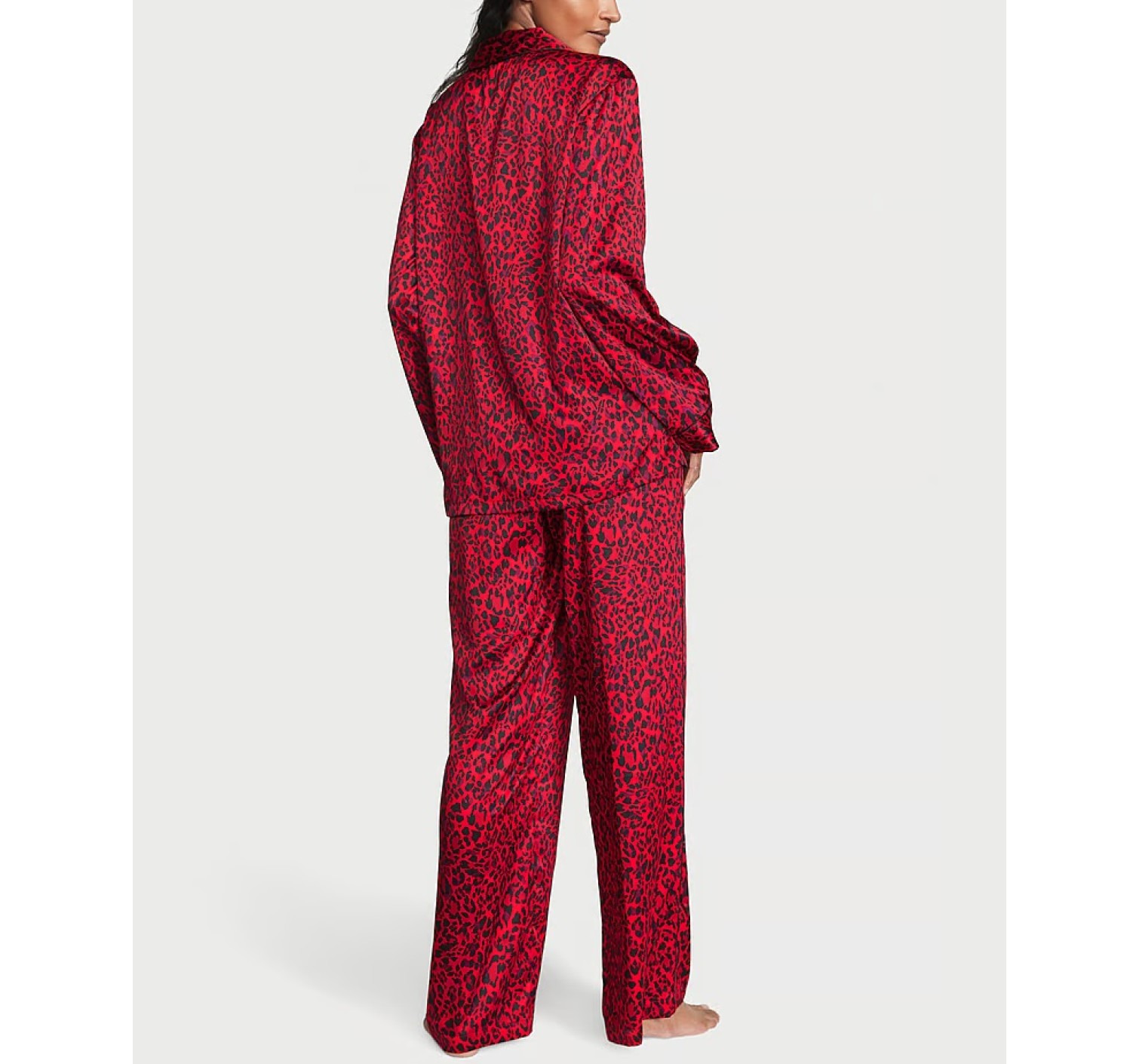 Пижама Satin Long Pajama Set Lipstick Leopard