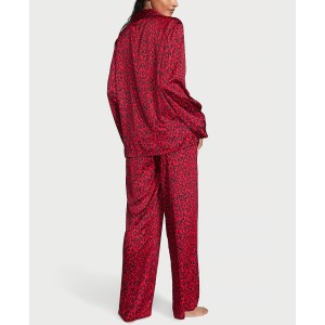 Пижама Satin Long Pajama Set Lipstick Leopard