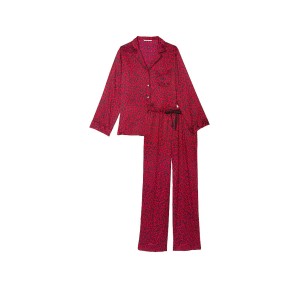 Пижама Satin Long Pajama Set Lipstick Leopard