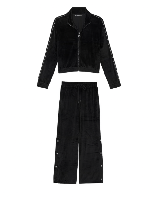 Велюровий костюм Velour Diamante Wide-Leg Snap Set