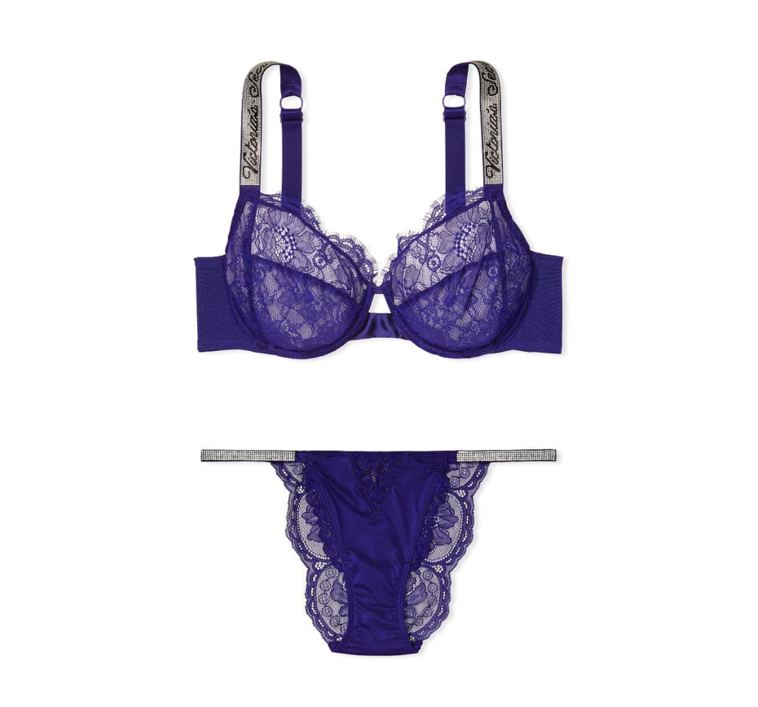 Комплект білизни Unlined Lace Shine Strap Full Cup Demi Bra Night Ocean