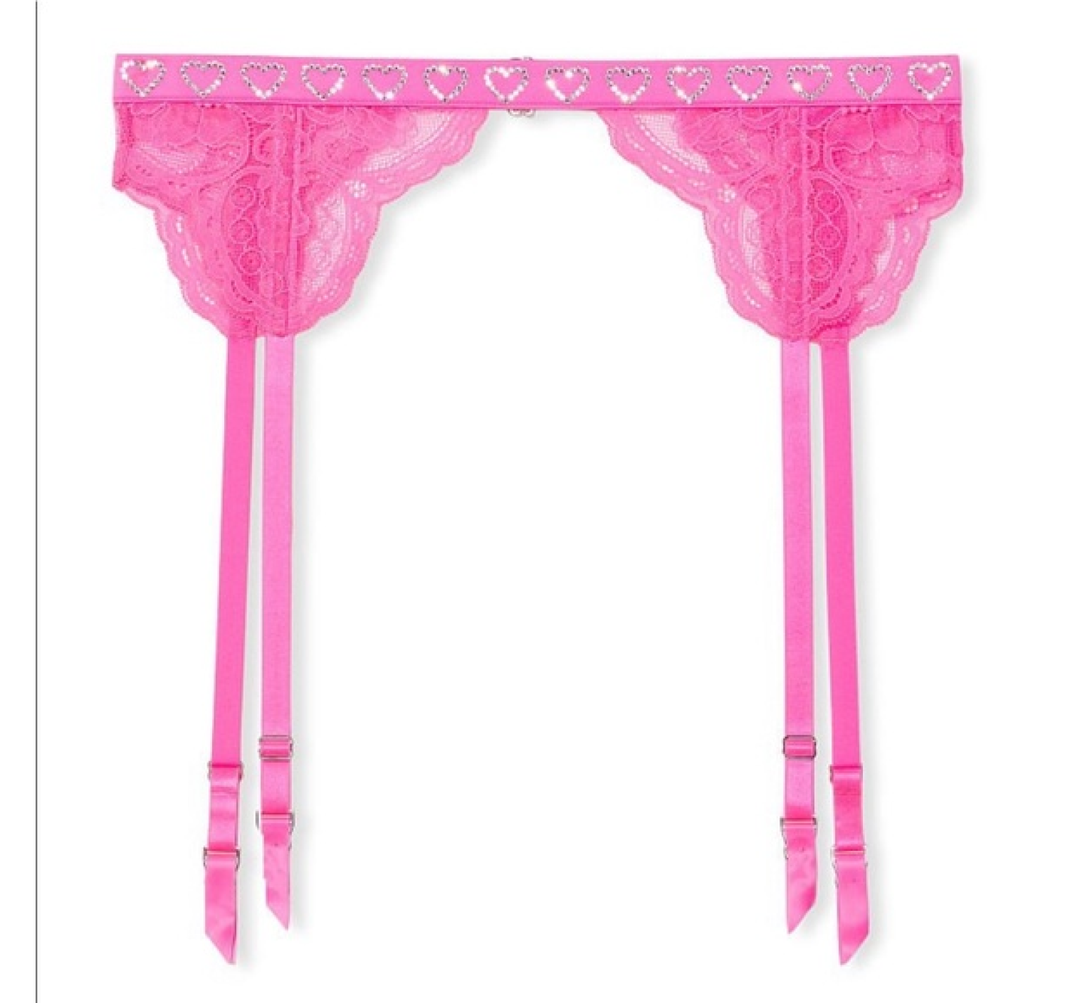 Комплект белья Victoria’s Secret Shine Strap Heart Atomic Pink Lace Bra Set