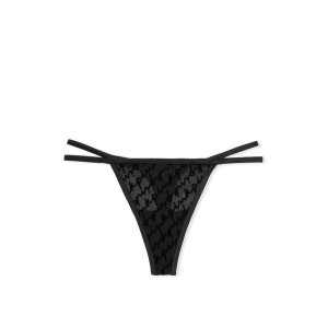Трусики Flocked Mesh Thong Panty Pure Black