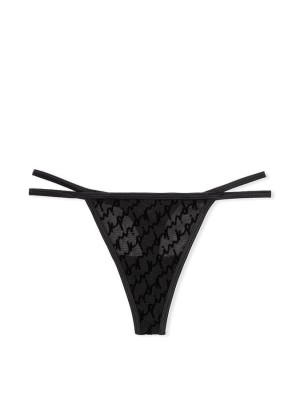 Трусики Flocked Mesh Thong Panty Pure Black