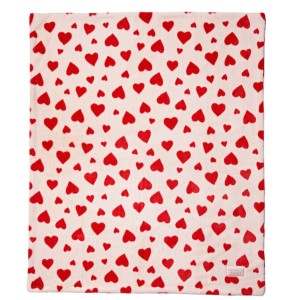 Плед Faux Fur Blanket White Heart Print